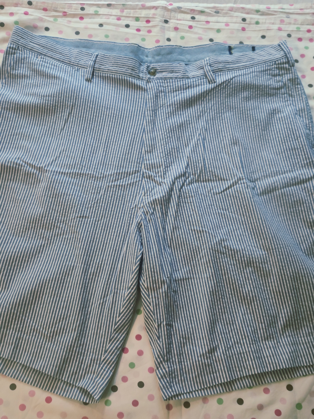 Polo by Ralph Lauren Blue & White Seersucker Flat-Front Shorts